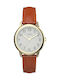Timex Γυναικείο Ρολόι 30mm Μπαταρίας με Καφέ Δερμάτινο Λουράκι