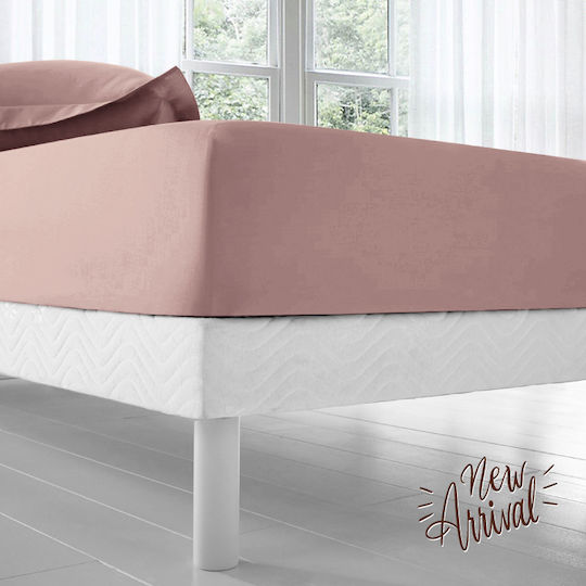 Isadore Lorraine Cearșaf Semi Dublu cu Elastic 120x200+30cm. Dusty-rose #102