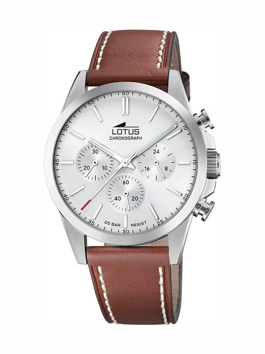 Lotus Watches Мъжки Часовник На Батерия С Кафява Кожена Каишка