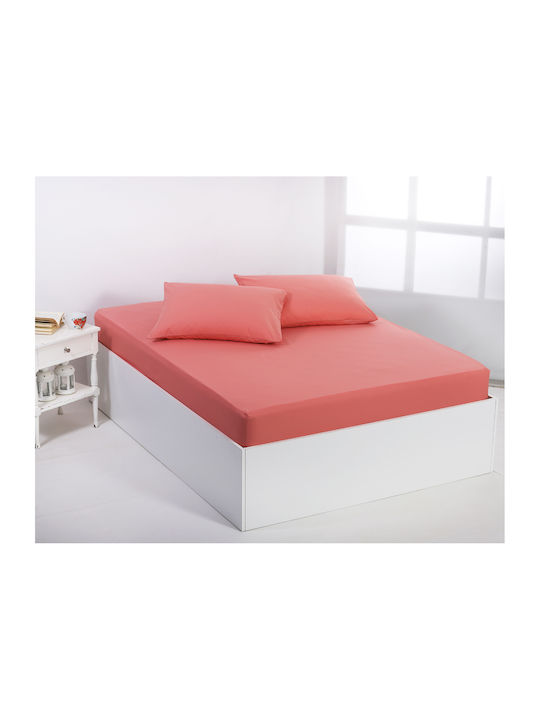 Silk Fashion Sheet for Single Bed with Elastic 105x200cm. Coral Almond