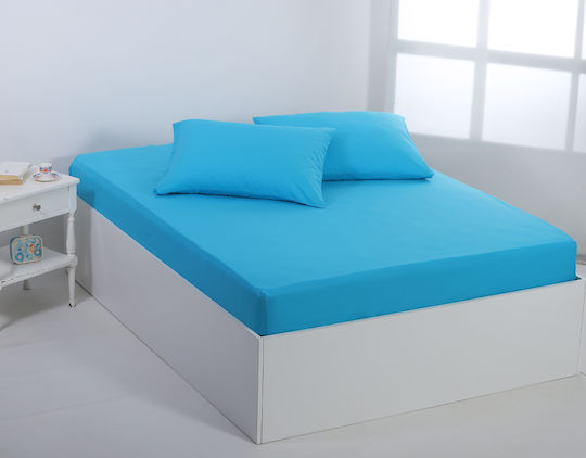 Silk Fashion Bettlaken Semi-Doppel mit Gummiband 125x200cm. River Blue