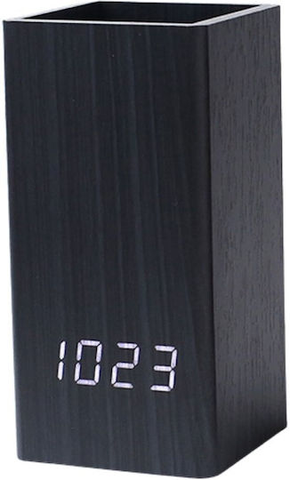 Uncle George Tabletop Digital Clock LED Wooden Black 01.06.04-0007-BLK