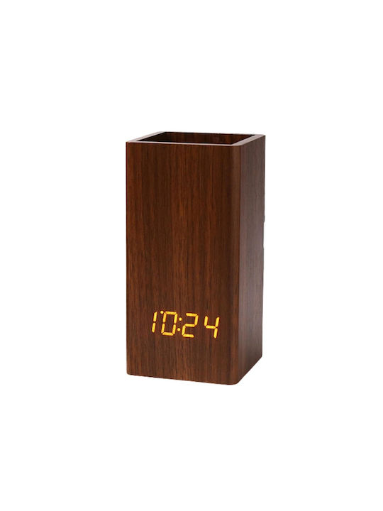 Uncle George Tabletop Digital Clock LED Wooden Brown 01.06.04-0007-BRWN