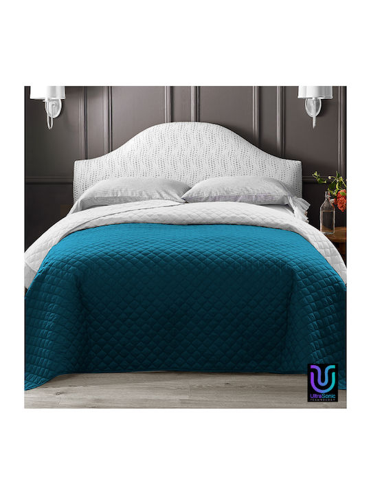 Go Smart Home Κουβερλί Υπέρδιπλο Πετρόλ-λευκό 220x250cm
