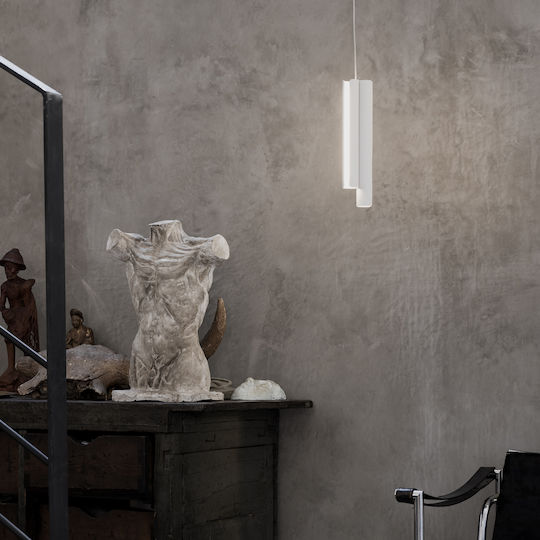 Ideal Lux Dorica Κρεμαστό Φωτιστικό Λευκό LED με Θερμό Λευκό Φως 9.5x249εκ.