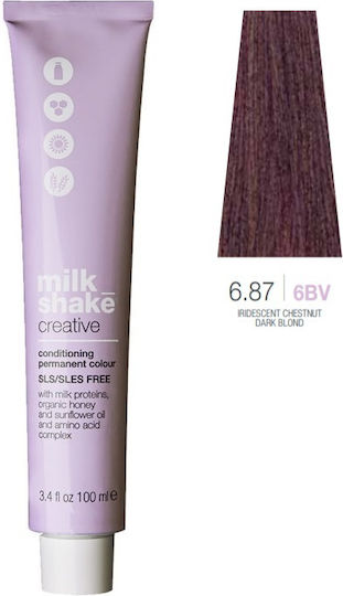 Milk Shake Sls Sles Free Hair Dye 6.876BV Iridescent Chestnut Dark Blonde 100ml