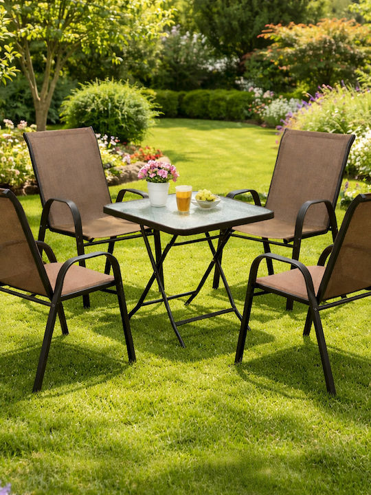 Outdoor Living Room Set 5 Pieces Brown
