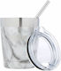 Healthy Human Glass Thermos Stainless Steel 354ml Stone White with Straw