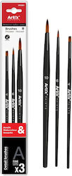 Artix Paints Set Of Art Brushes Pp280 Black 3 Pieces
