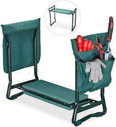 Garden Seat Relaxdays Folding Reversible Knee Protector Stool Side Tool Pockets Green 10026641