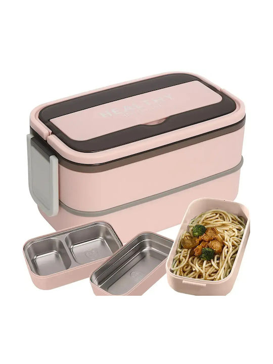 Verk Group Lunchbox Kunststoff Rosa Geeignet für die Mikrowelle 1400ml 1Stück