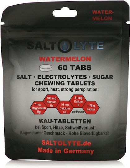 Saltolyte Salt, Electrolytes & Sugar Watermelon 60 chewable tabs