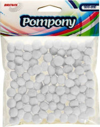Brewis Πομ Πομ Pom17 1cm Λευκά 100τμχ