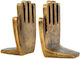 Book End Holders Hands Set 2pcs 965-225-019 11x9x15cm Antique Gold Metal