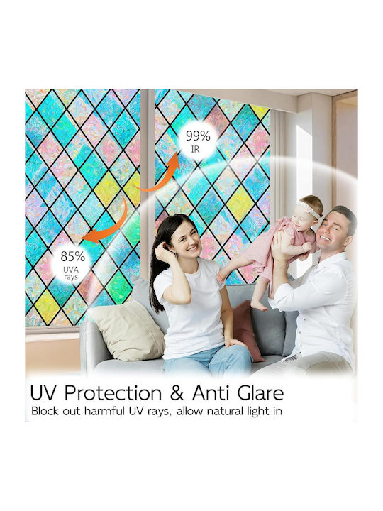 Linarun Self-adhesive Rainbow Window Film 3d Effect Privacy 50x300 Cm Linarun Self-adhesive Rainbow Window Film 3d Effect Privacy 50x300 Cm