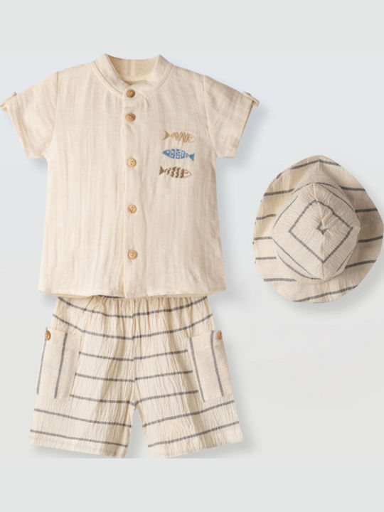 Hashtag Kids' Set with Shorts Summer 2pcs Ecru