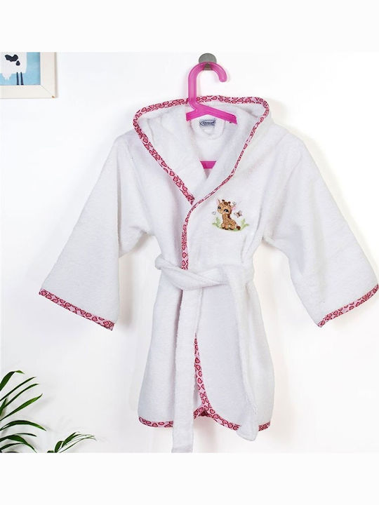 Dimcol Baby Bademantel mit Kapuze Giraffe Weiß-...