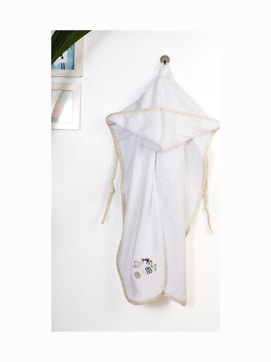Dimcol Baby Hooded Towel with Hood Stork White-...