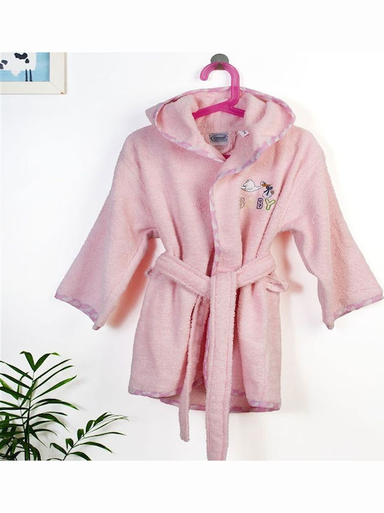 Dimcol Βρεφικό Μπουρνούζι με Κουκούλα Stork Pink