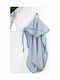Dimcol Βρεφική Κάπα-Μπουρνούζι με Κουκούλα Dinosaur Sky Blue 75x85εκ.