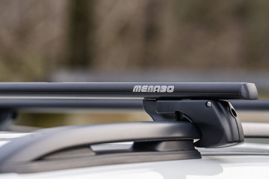 Menabo Aluminum Car Roof Bars for Volvo V50 5D 2004>2008 Set with Roof Rack Legs Black