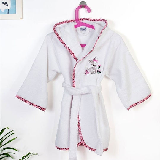 Dimcol Παιδικό Μπουρνούζι White-pink mit Kapuze