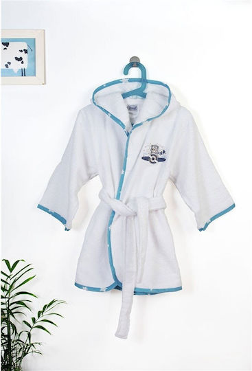 Dimcol Παιδικό Μπουρνούζι White-sky Blue mit Kapuze