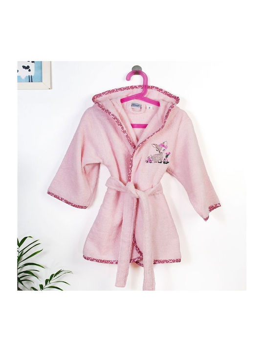 Dimcol Παιδικό Μπουρνούζι Pink με Κουκούλα