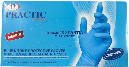 Practic Γάντια Νιτριλίου σε Μπλε Χρώμα 100τμχ