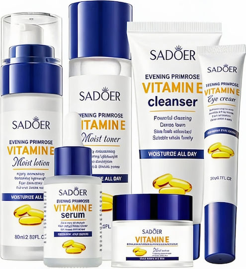 Sadoer Evening Primrose Vitamin E Set Îngrijire pentru Curățare facială & Strălucire 6buc