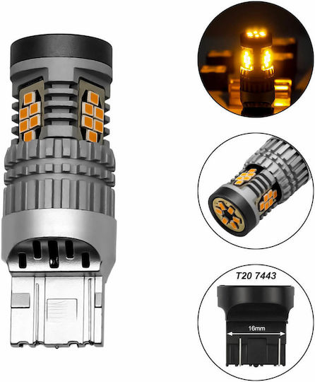 Λάμπα Αυτοκινήτου 7443 T20 LED Πορτοκαλί 12V 21W