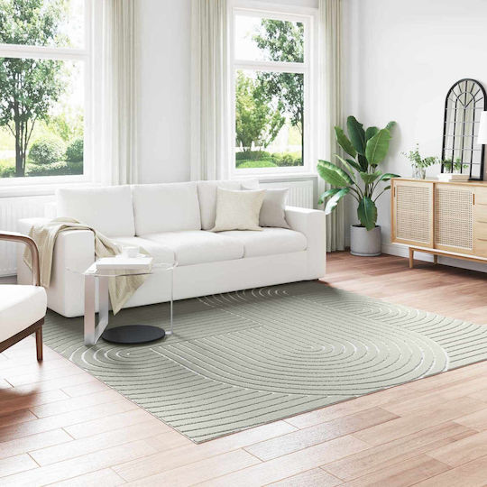 vidaXL Huarte Rutschfest Teppich Rechteckig Synthetisch,Polyester/Cotton/Leather Green