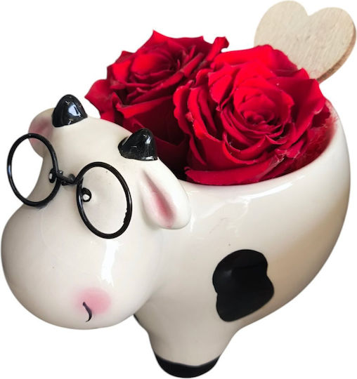 Red All Saints Rose White Ceramic Cow H 13cm Milvaflowers
