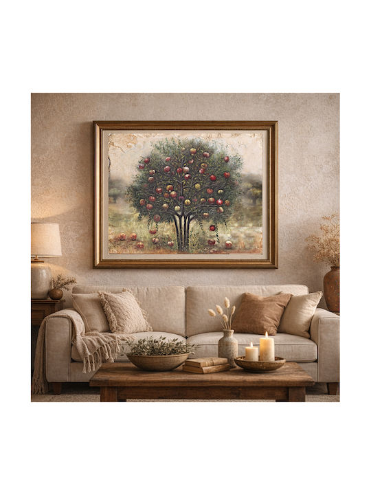 Pomegranate Tree Canvas Embossed Gilding 50x50cm