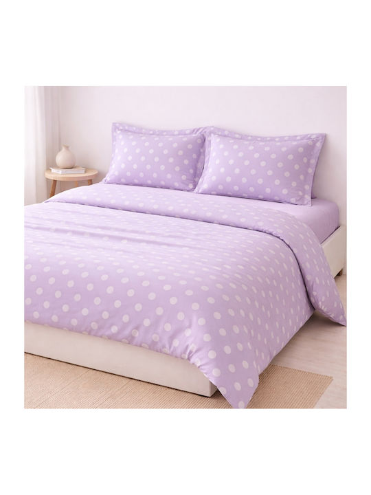 Marwa Sheet Sets Queen 240x260cm. Purple Polka ...