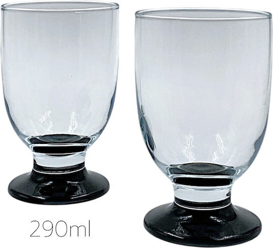 Domumart Set Gläser Wasser aus Glas in Schwarz Farbe Mit Stiel 290ml 6Stück