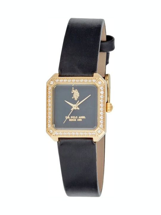 U.S. Polo Assn. Γυναικείο Ρολόι Μπαταρίας με Μαύρο Δερμάτινο Λουράκι