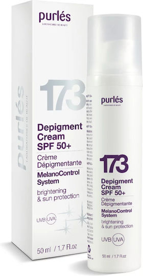 Purlés 173 Cremă Depigmentantă de Față de Zi cu Factor de Protecție Solară SPF50 pentru Strălucire 50ml
