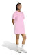 Essentials 3-Stripes Summer Mini Athletic Dress T-Shirt Short Sleeve Pink/White