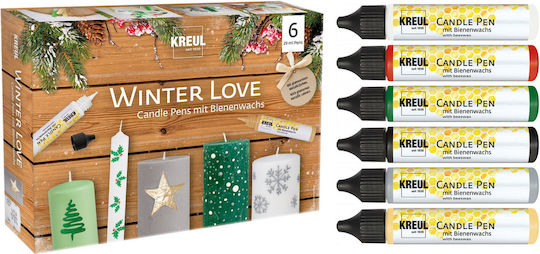 Σετ Winter Love Χρώματα-στυλό Διακόσμηση Κεριών Kreul Candle Pen 6 Τεμ