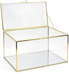 Wedding Box Glass Gold Frame 30x25x25cm