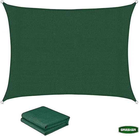 Grasher Square Green Shade Sail With Hoop 5x5m 180gr/m²
