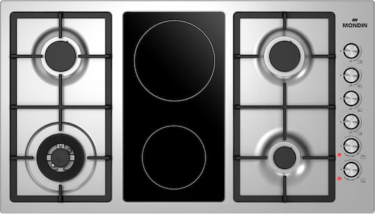 Mondin Cooktop Natural Gas & Electric with Frame Autonomous Inox 89x51cm Silver