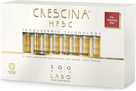 Labo Crescina HFSC 500 Ampule Pentru Păr Împotriva Căderii Părului Pentru Bărbați 20x3.5ml
