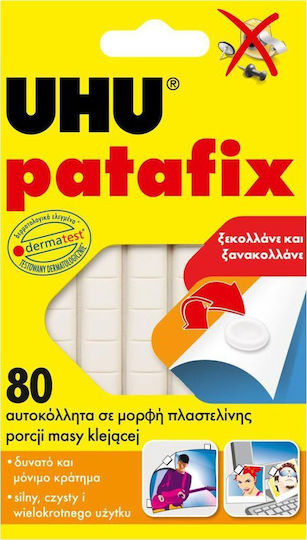 UHU Kleber Aufkleber Sofort Patafix 80 White Glue Pads für Handwerk 80Stück Keine Lösungsmittel Weiß