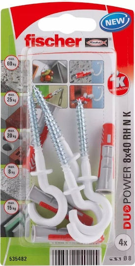 fischer Haken mit Durchmesser M8 und Länge 40mm 4Stück