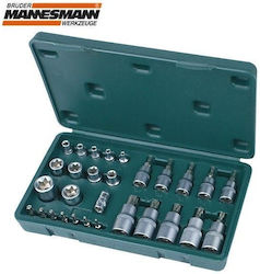 Mannesmann Καρυδάκια Torx με Καρέ Υποδοχής 3/8", 1/2" Σετ 29τμχ Mannesmann Καρυδάκια Torx με Καρέ Υποδοχής 3/8", 1/2" Σετ 29τμχ