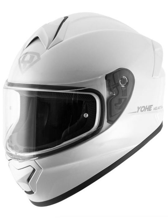 Yohe 977 Solid Glossy White Κράνος Μηχανής Full Face DOT / ECE 22.05 1450gr
