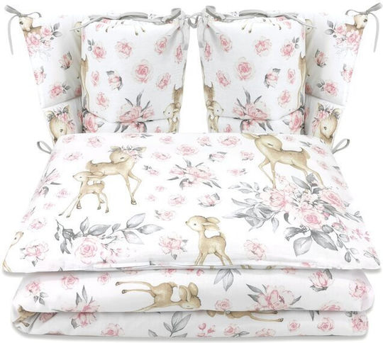 MimiNu Set Für Krippe Sweet Deer Pink 4Stück