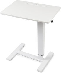 Height-adjustable Table Pneumatic Lift Wheels – 60x40 Cm Tabletop Height 66–90 Cm Side Table Bed Sofa Onuvio White